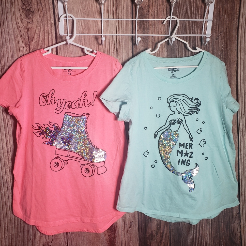 (026) Girls: 14 Oshkosh 2pc Shirt Set- X3